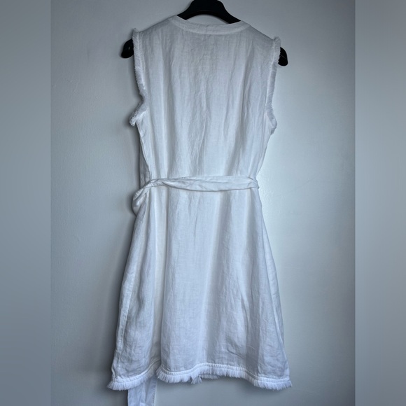 NW T J.Crew Size XL 100% Linen Raw-hem mini shirtdress In white - Picture 10 of 15
